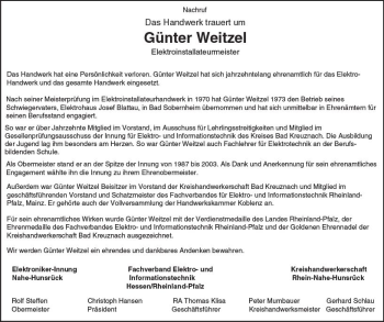 Traueranzeige von Günter Weitzel von vrm-trauer