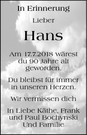 Traueranzeige von Hans  von vrm-trauer