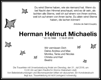 Traueranzeige von Herman Helmut Michaelis von vrm-trauer