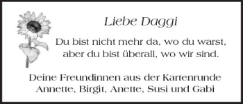 Traueranzeige von Liebe Daggi von  Camberger Anzeiger