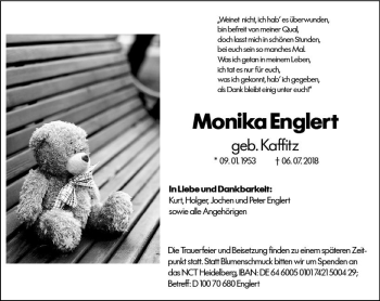 Traueranzeige von Monika Englert von vrm-trauer