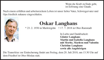 Traueranzeige von Oskar Langhans von vrm-trauer