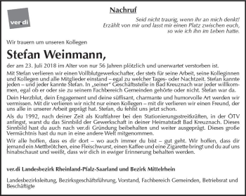 Traueranzeige von Stefan Weinmann von vrm-trauer