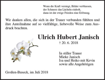 Traueranzeige von Ulrich Hubert Janisch von  Gießener Anzeiger