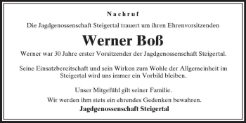 Traueranzeige von Werner Boß von VRM Trauer
