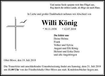 Traueranzeige von Willi König von VRM Trauer