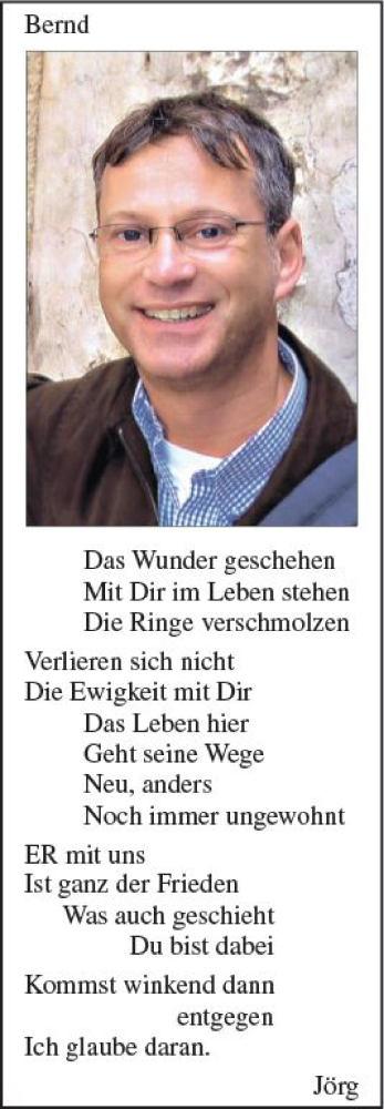  Traueranzeige für Bernd  vom 11.08.2018 aus vrm-trauer