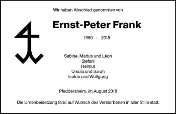 Traueranzeige von Ernst-Peter Frank von vrm-trauer
