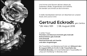 Traueranzeige von Gertrud Eckrodt von vrm-trauer