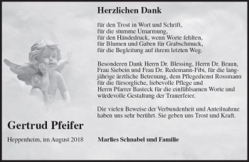 Traueranzeige von Gertrud Pfeifer von vrm-trauer