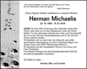 Traueranzeige von Herman Helmut Michaelis von vrm-trauer