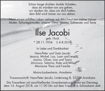 Traueranzeige von Ilse Jacobi von vrm-trauer