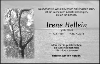 Traueranzeige von Irene Hellein von vrm-trauer