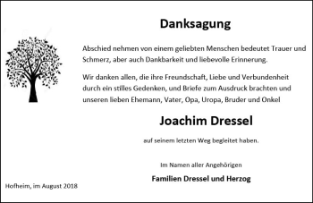 Traueranzeige von Joachim Dressel von vrm-trauer