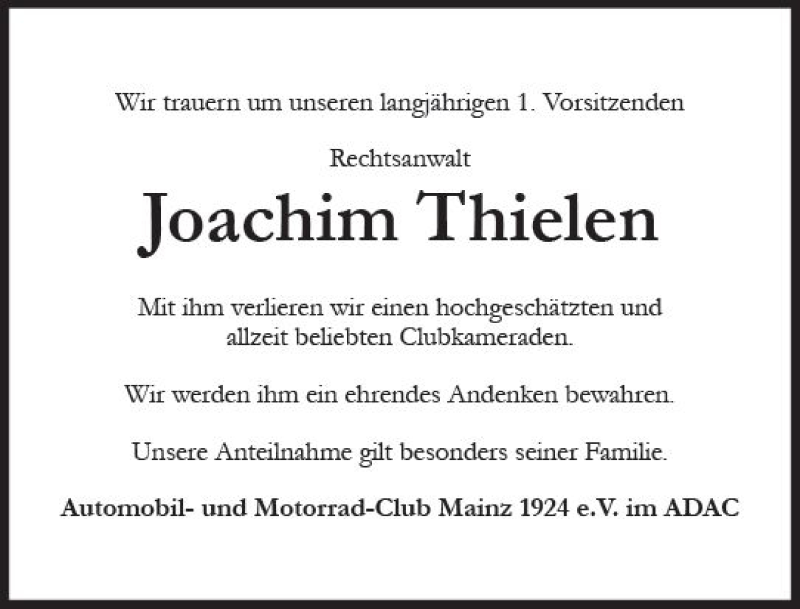  Traueranzeige für Joachim Thielen vom 18.08.2018 aus vrm-trauer