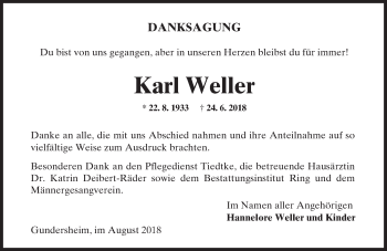 Traueranzeige von Karl Weller von vrm-trauer