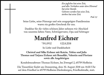 Traueranzeige von Manfred Eichner von vrm-trauer