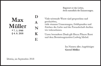 Traueranzeige von Max Müller von vrm-trauer
