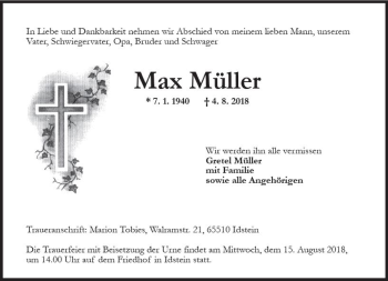 Traueranzeige von Max Müller von vrm-trauer
