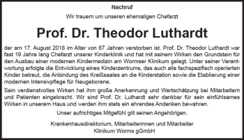 Traueranzeige von Theodor Luthardt von vrm-trauer