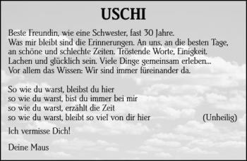 Traueranzeige von Uschi  von vrm-trauer