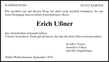 Traueranzeige von Erich Ußner von  Kreisanzeiger