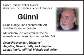 Traueranzeige von Günni  von  Kreisanzeiger