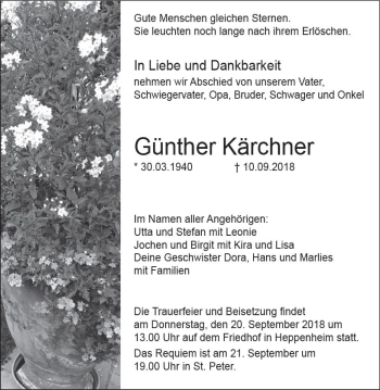 Traueranzeige von Günther Kärchner von vrm-trauer