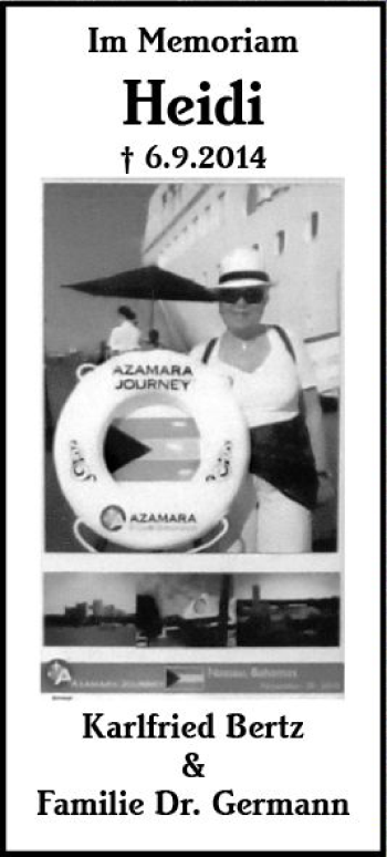 Traueranzeige von Heidi Bertz von vrm-trauer