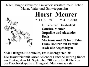 Traueranzeige von Horst Meurer von vrm-trauer
