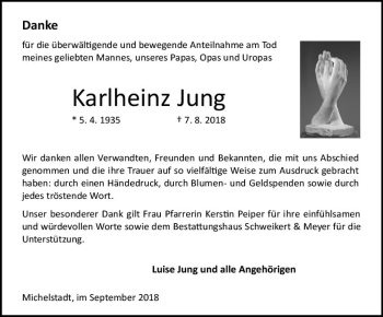Traueranzeige von Karlheinz Jung von vrm-trauer