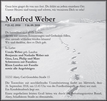 Traueranzeige von Manfred Weber von vrm-trauer