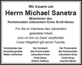 Traueranzeige von Michael Sanetra von vrm-trauer