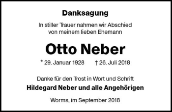 Traueranzeige von Otto Neber von vrm-trauer
