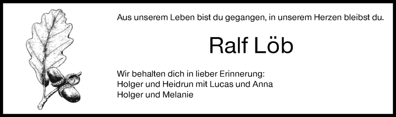  Traueranzeige für Ralf Löb vom 19.09.2018 aus vrm-trauer