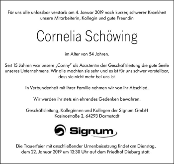 Traueranzeige von Cornelia Schöwing von vrm-trauer