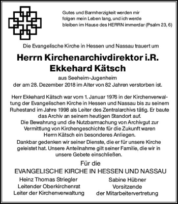 Traueranzeige von Ekkehard Kätsch von vrm-trauer