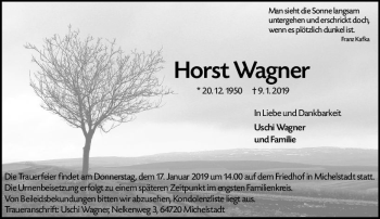 Traueranzeige von Horst Wagner von vrm-trauer