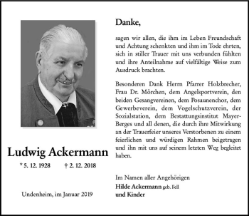 Traueranzeige von Ludwig Ackermann von vrm-trauer