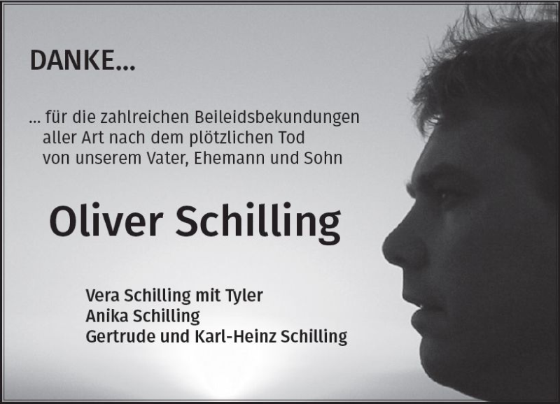  Traueranzeige für Oliver Schilling vom 12.01.2019 aus vrm-trauer