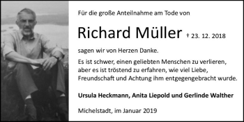 Traueranzeige von Richard Müller von vrm-trauer