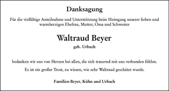 Traueranzeige von Waltraud Beyer von vrm-trauer