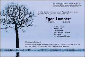 Traueranzeige von Egon Lampert von vrm-trauer