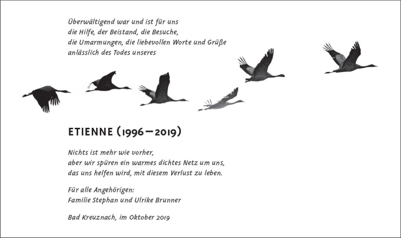  Traueranzeige für Etienne  vom 30.10.2019 aus vrm-trauer