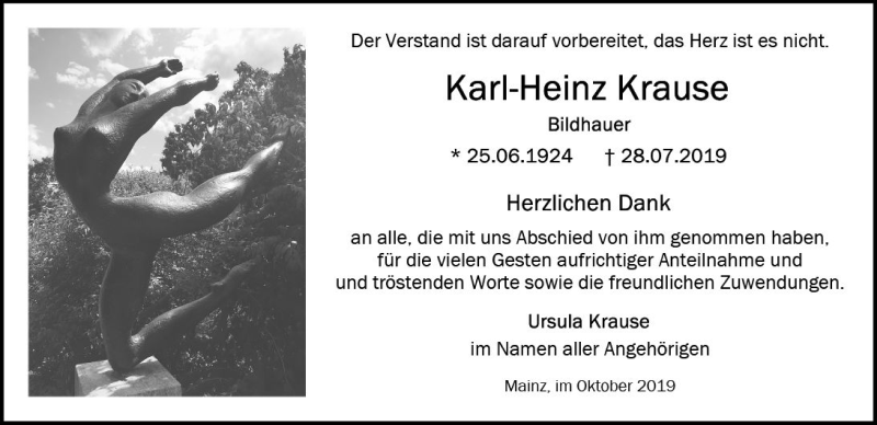  Traueranzeige für Karl-Heinz Krause vom 05.10.2019 aus vrm-trauer