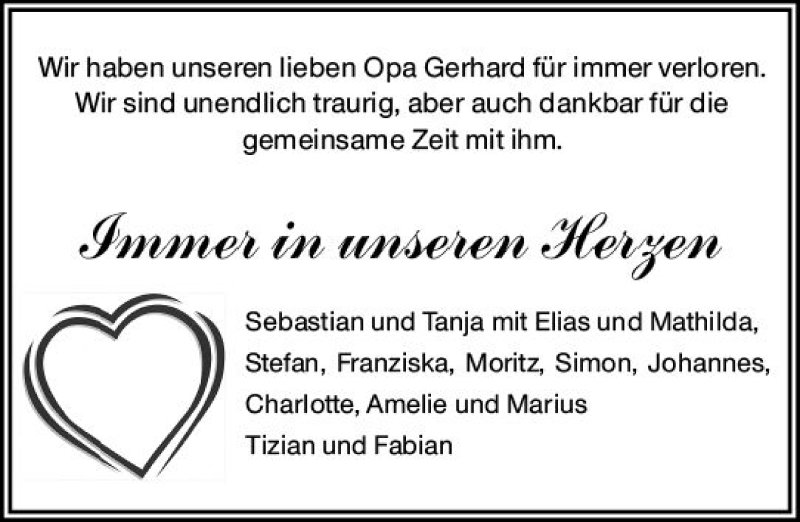  Traueranzeige für Opa Gerhard  vom 26.10.2019 aus vrm-trauer