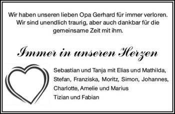 Traueranzeige von Opa Gerhard  von vrm-trauer