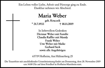 Traueranzeige von Maria Weber von vrm-trauer
