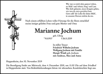 Traueranzeige von Marianne Jochum von vrm-trauer