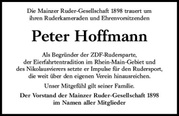 Traueranzeige von Peter Hoffmann von vrm-trauer